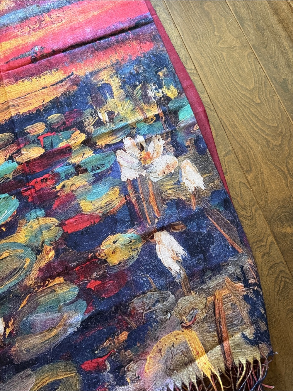 Hand-Painted Style Multicolor Floral Scarf